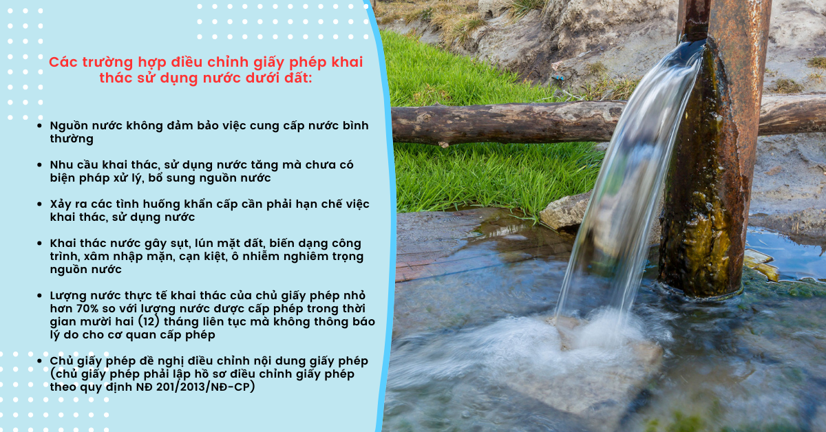Điều chỉnh giấy phép khai thác nước ngầm