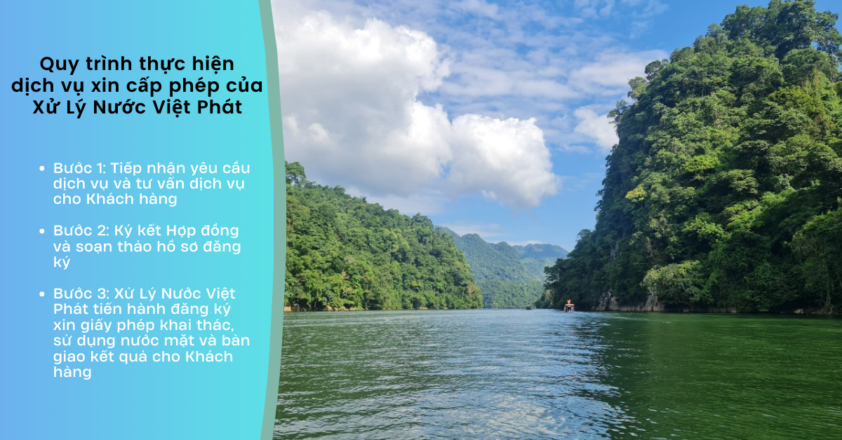 Quy trình thực hiện dịch vụ xin giấy phép khai thác sử dụng nước mặt của Việt Phát