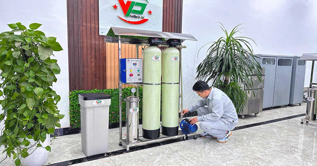 Bộ lọc tổng cấu hình 2 cột có làm mềm nước cứng