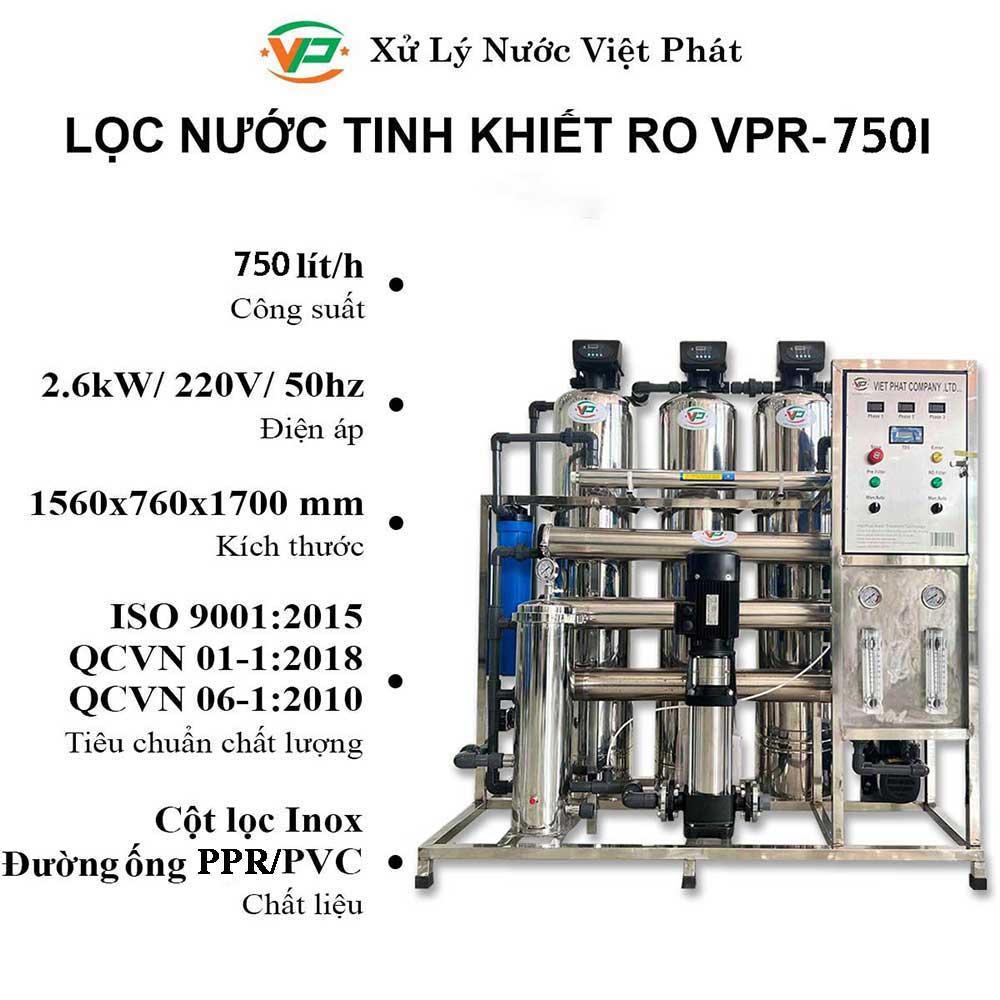 Hệ thống lọc nước RO công nghiệp 750l/h inox cao cấp