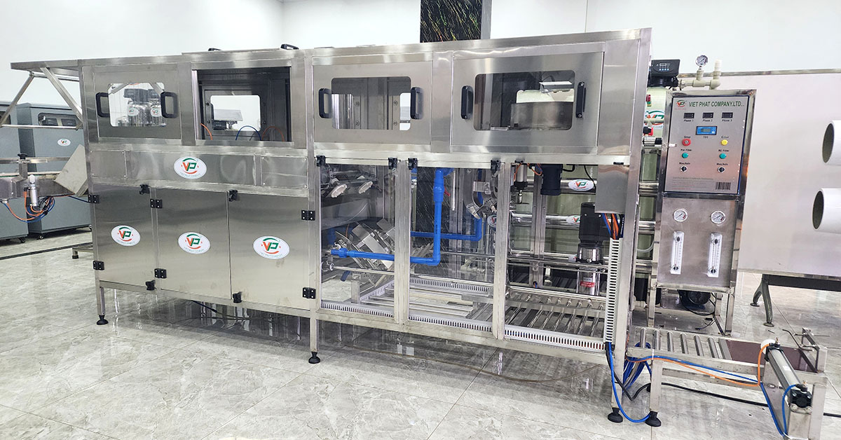 Bộ phận sục rửa, chiết rót. đóng nắp