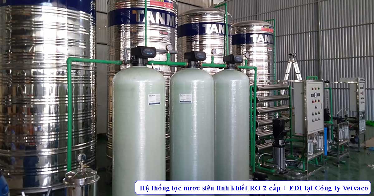 Hệ thống lọc nước siêu tinh khiết RO 2 cấp + EDI