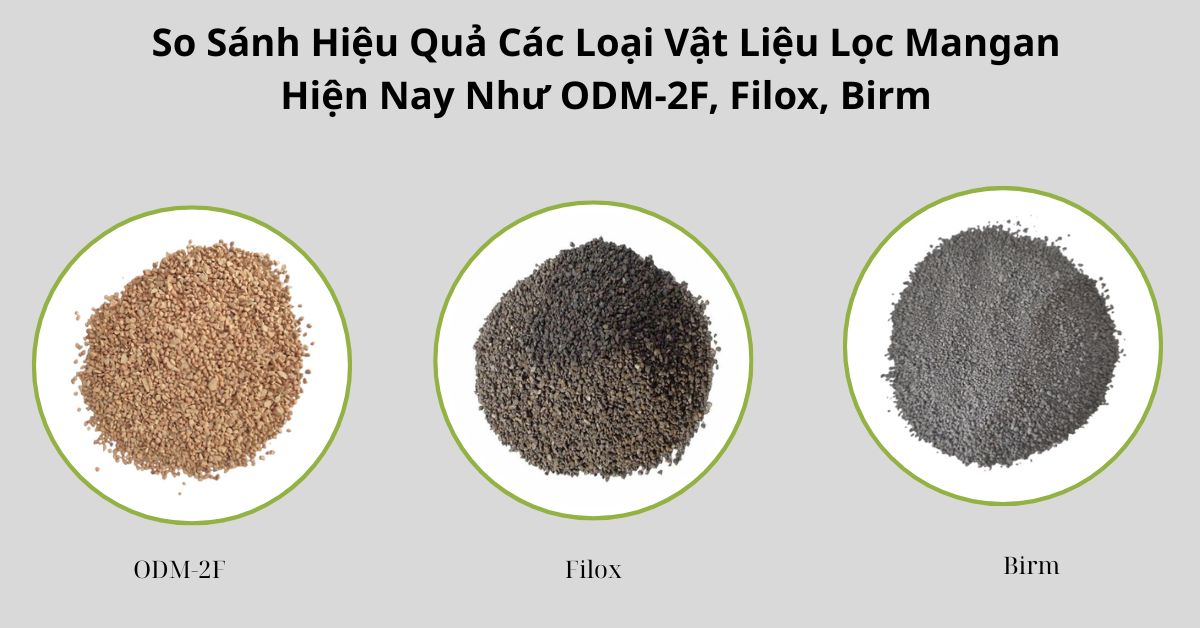 So Sánh Hiệu Quả Các Loại Vật Liệu Lọc Mangan Hiện Nay Như ODM-2F, Filox-R, Birm