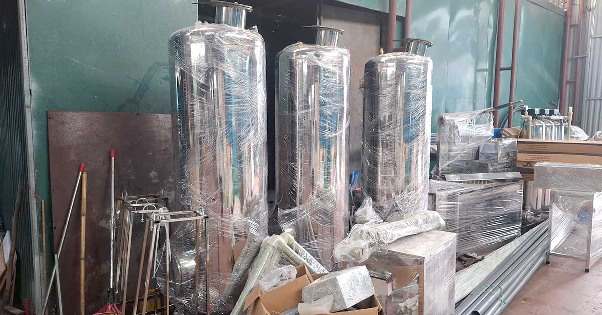 Vật tư đều được bọc màng co công nghiệp