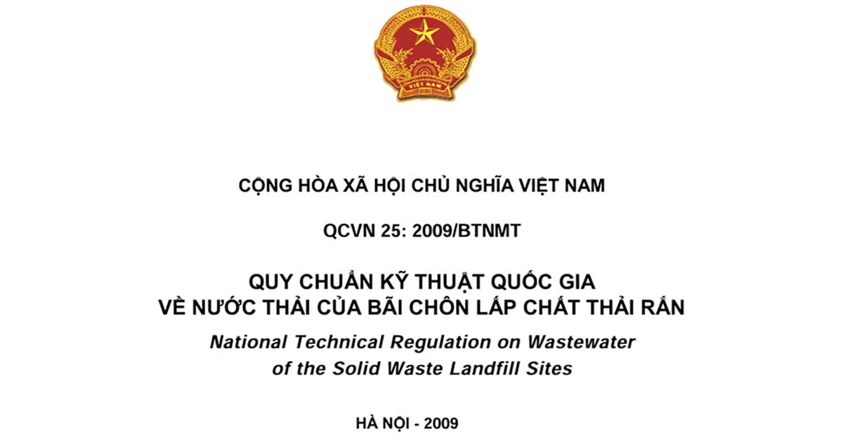 QCVN 25:2009/BTNMT – Quy Chuẩn Về Nước Thải Bãi Chôn Lấp Chất Thải Rắn