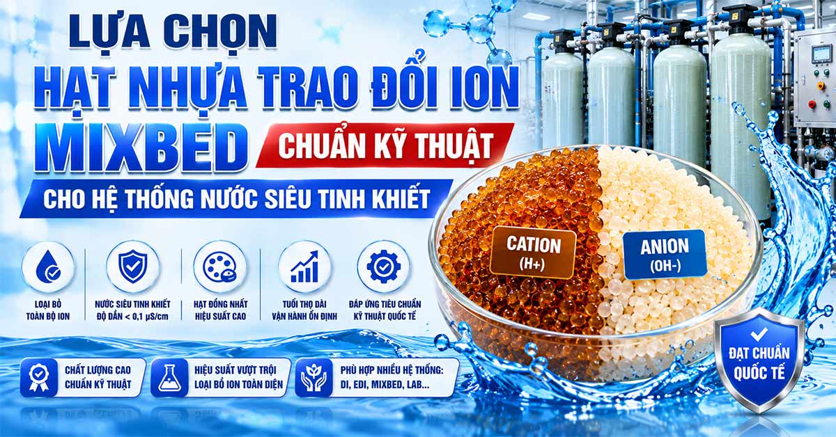 Lựa Chọn Hạt Nhựa Trao Đổi Ion Mixbed Chuẩn Kỹ Thuật Cho Hệ Thống Nước Siêu Tinh Khiết