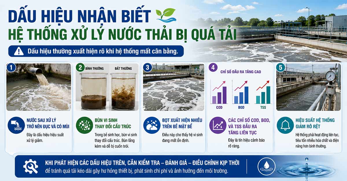 Dấu hiệu nhận biết hệ thống xử lý nước thải bị quá tải