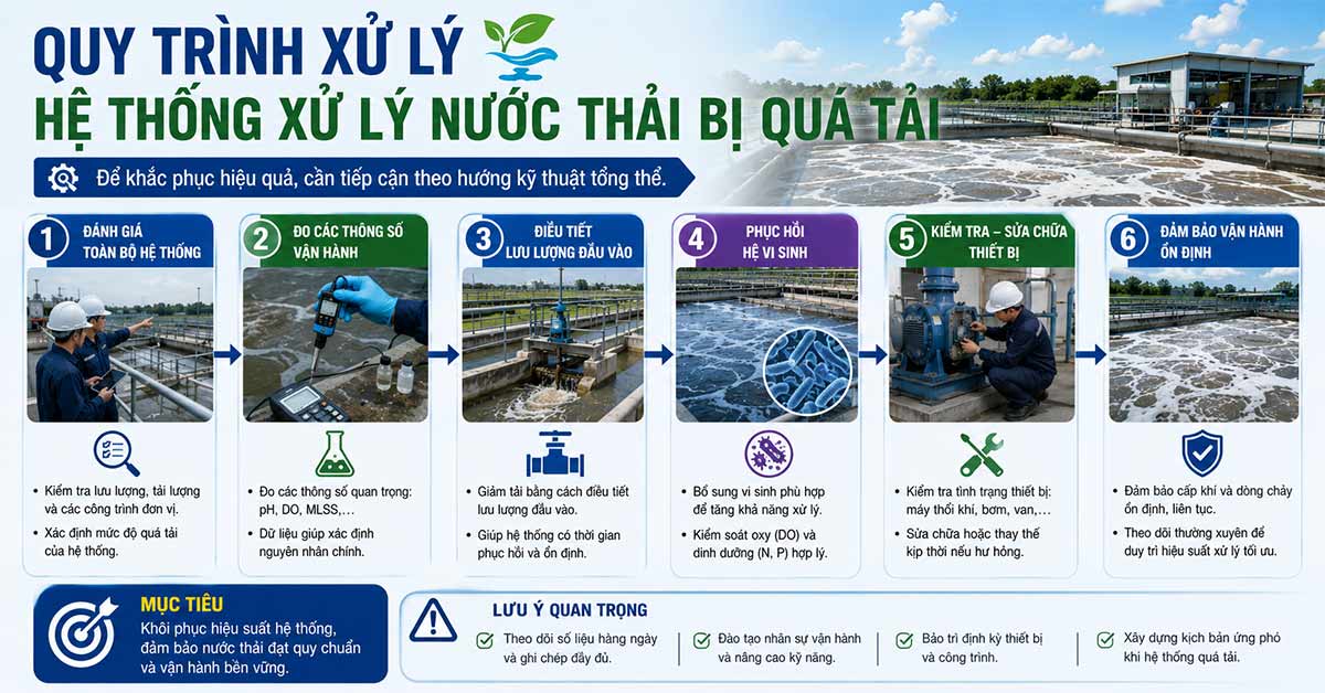 Quy trình xử lý hệ thống xử lý nước thải bị quá tải