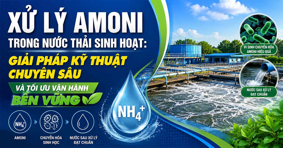 Xử Lý Amoni Trong Nước Thải Sinh Hoạt: Giải Pháp Kỹ Thuật Chuyên Sâu Và Tối Ưu Vận Hành Bền Vững