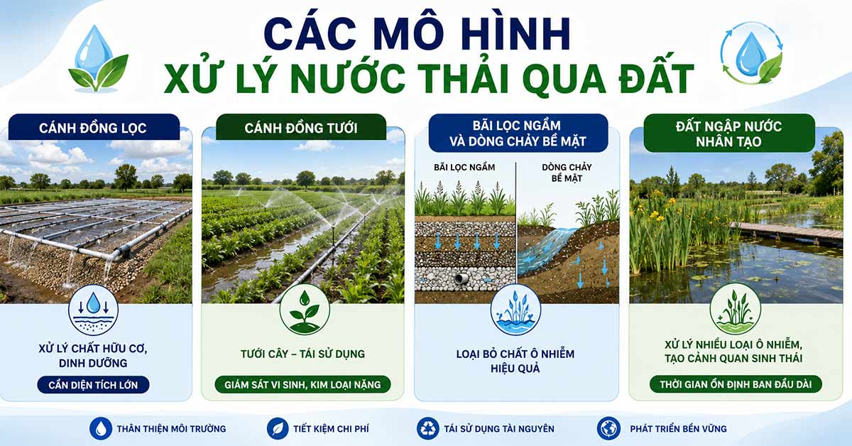 Các mô hình xử lý nước thải qua đất thường gặp