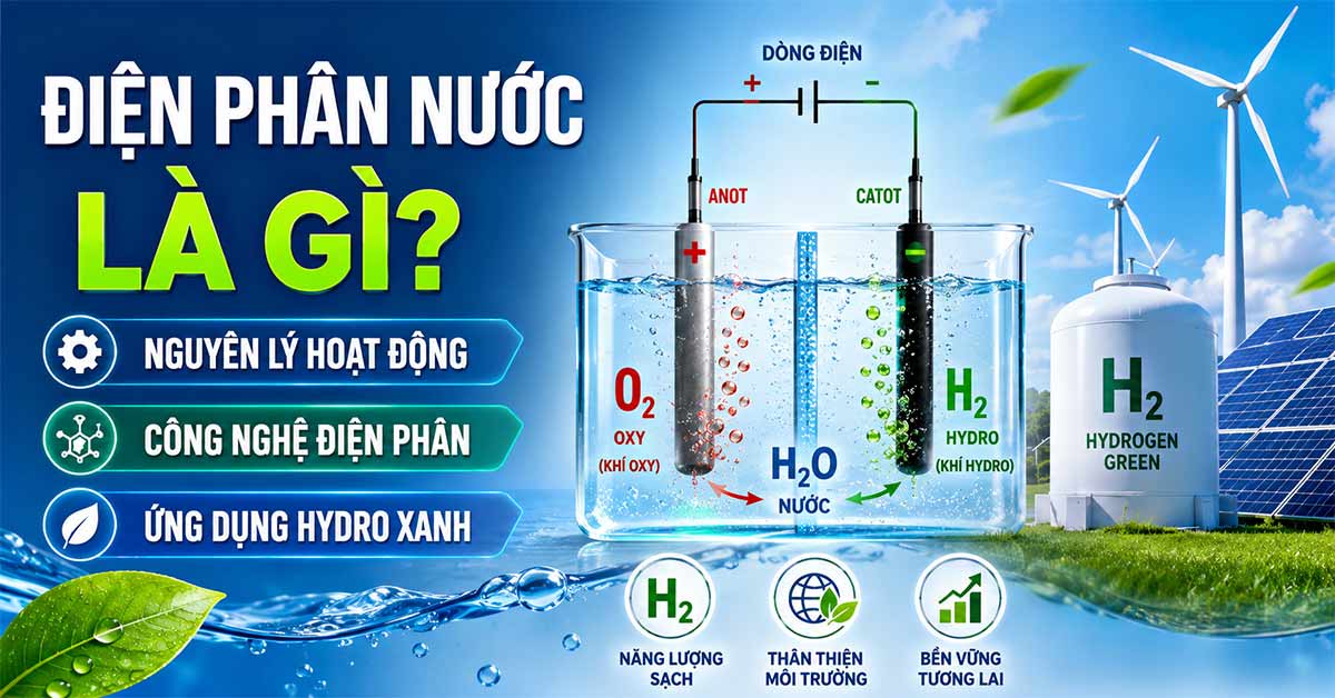 Điện Phân Nước Là Gì? Nguyên Lý Hoạt Động, Công Nghệ Và Ứng Dụng Hydro Xanh