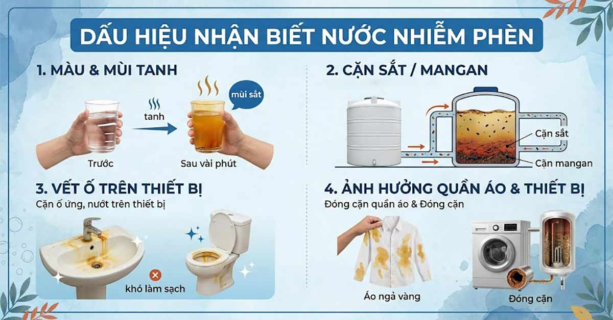 Dấu hiệu nhận biết nước nhiễm phèn