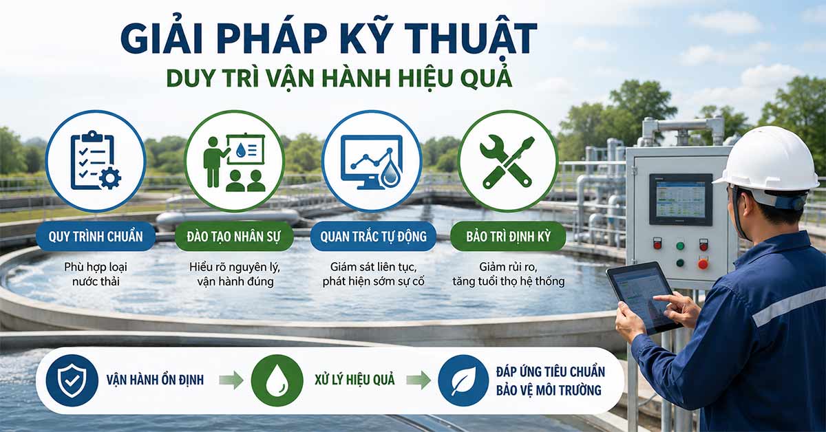 Giải pháp kỹ thuật để duy trì vận hành hệ thống xử lý nước thải hiệu quả ổn định