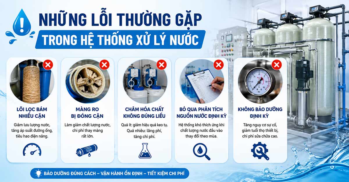 Những lỗi thường gặp trong hệ thống xử lý nước