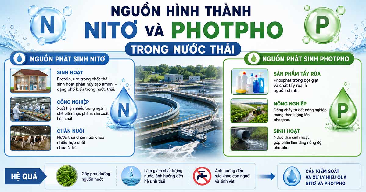 Nguồn hình thành nitơ và photpho trong nước thải