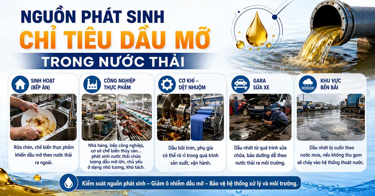 Nguồn gốc phát sinh dầu mỡ trong nước thải