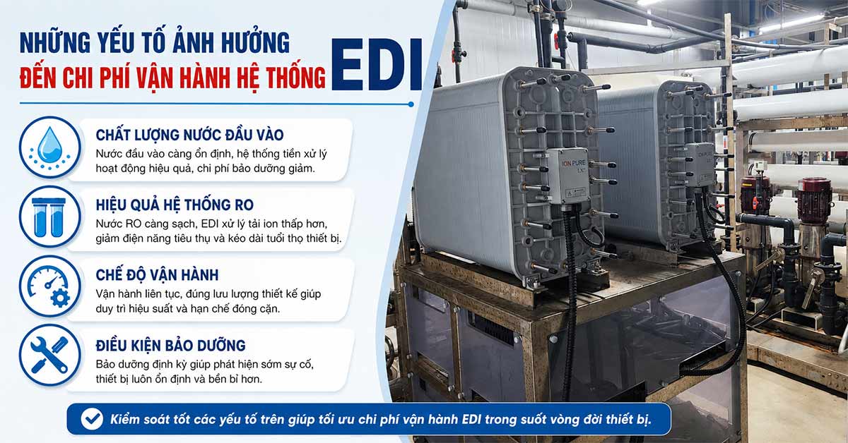 Những yếu tố ảnh hưởng đến chi phí vận hành hệ thống lọc nước EDI