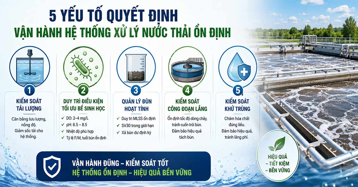 Các yếu tố quyết định hệ thống xử lý nước thải vận hành ổn định