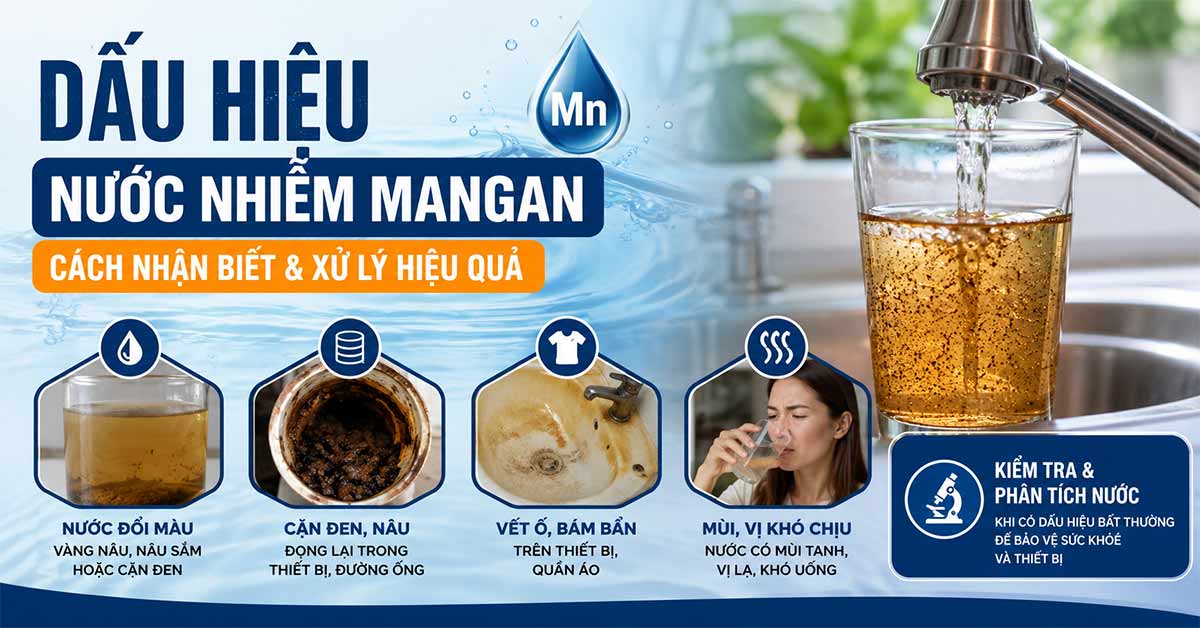 Dấu hiệu nước nhiễm mangan thường gặp