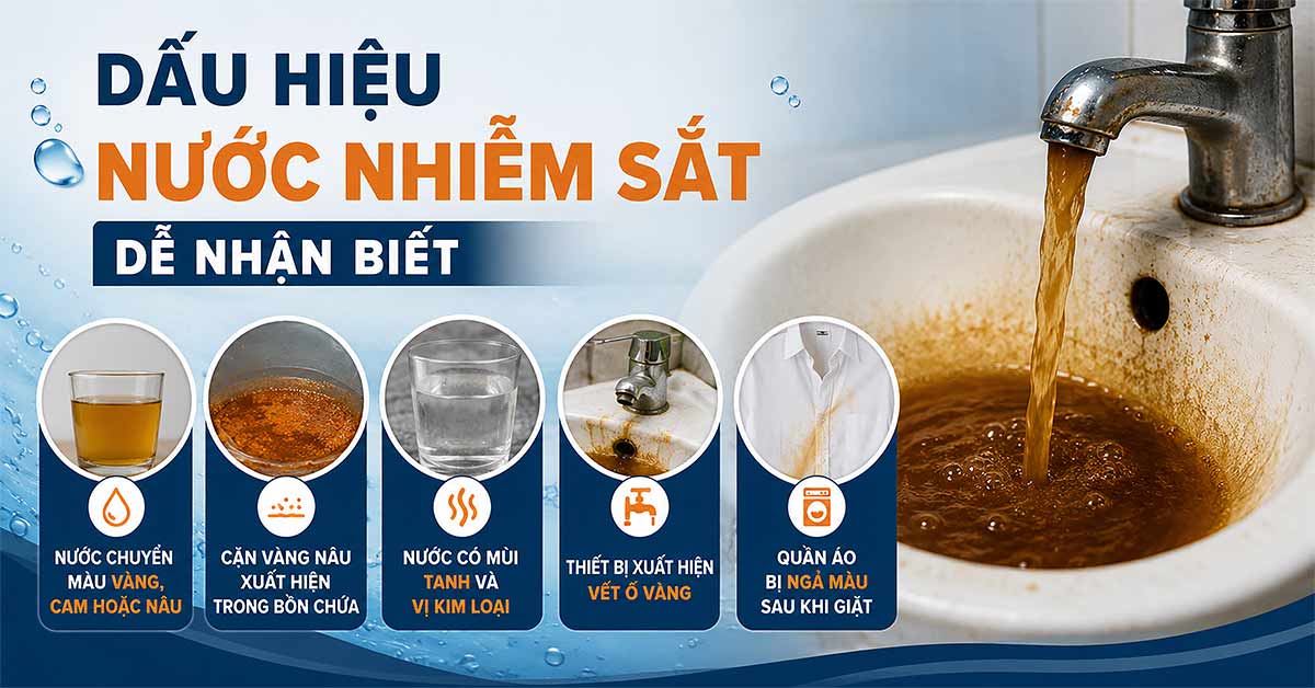 Dấu hiệu nước nhiễm sắt dễ nhận biết