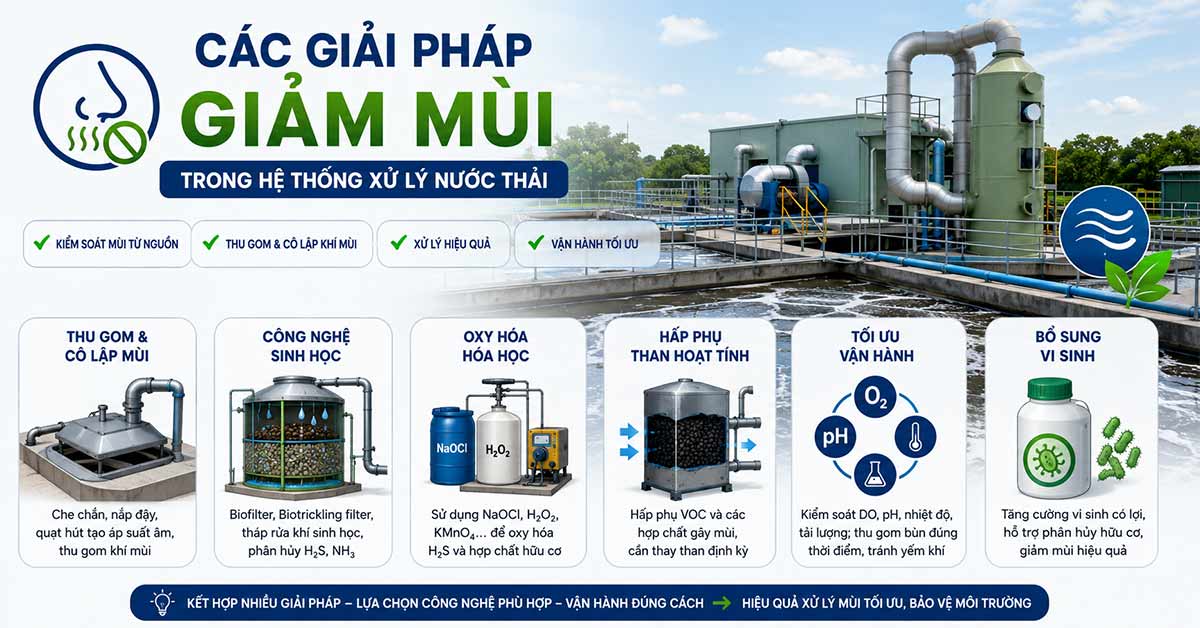 Các giải pháp giảm mùi trong hệ thống xử lý nước thải