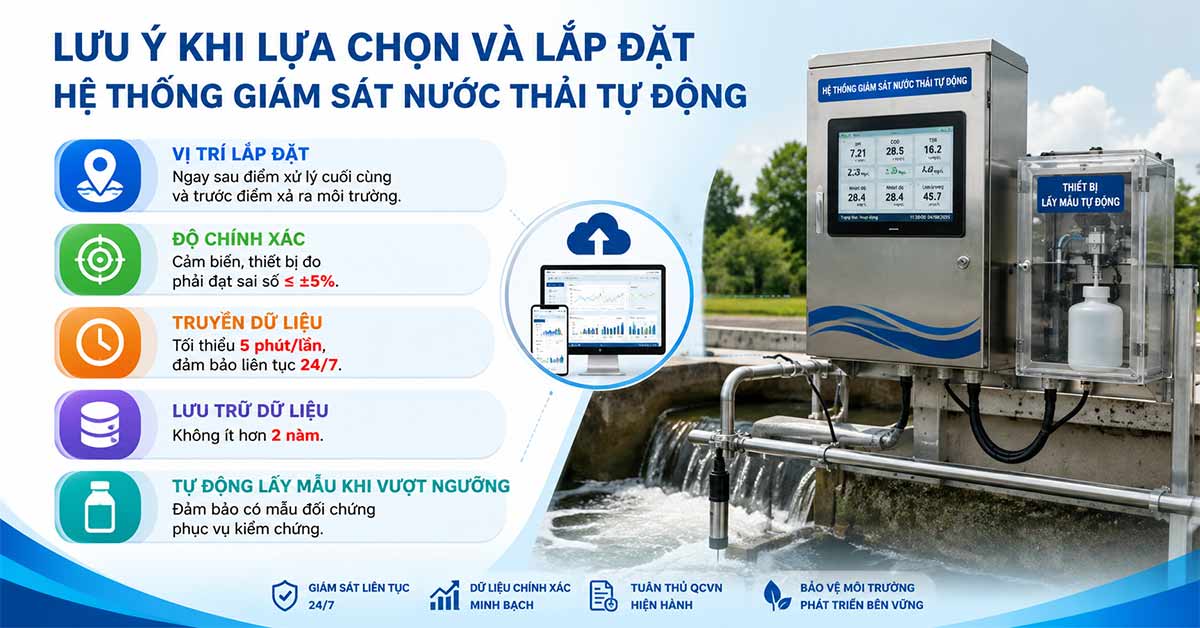 Lưu ý khi lựa chọn và lắp đặt hệ thống giám sát nước thải tự động