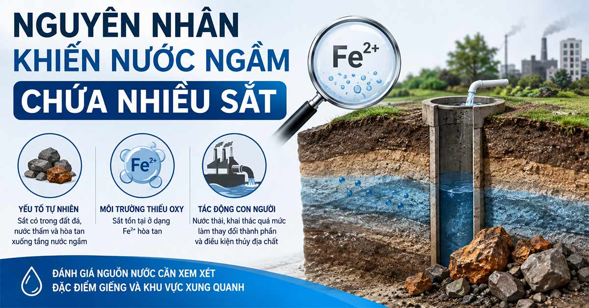 Nguyên nhân khiến nước ngầm chứa nhiều sắt