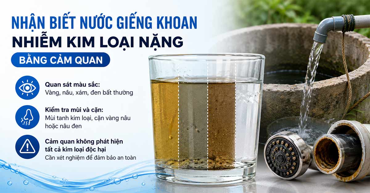 Nhận biết nước giếng khoan nhiễm kim loại nặng bằng cảm quan