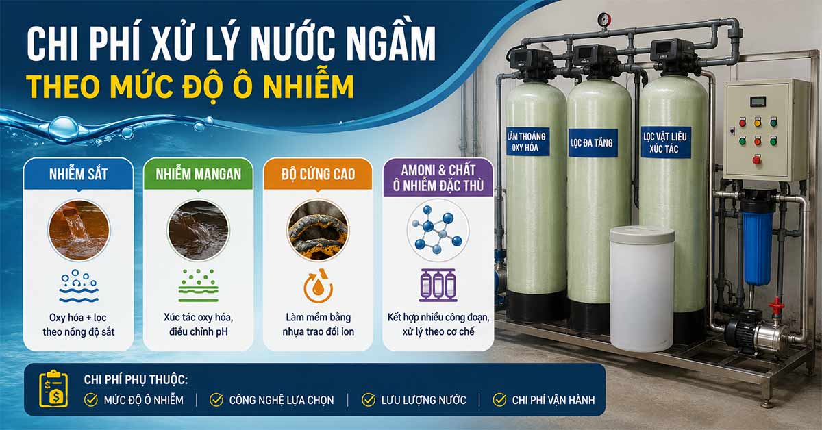 Chi phí xử lý nước ngầm theo mức độ ô nhiễm