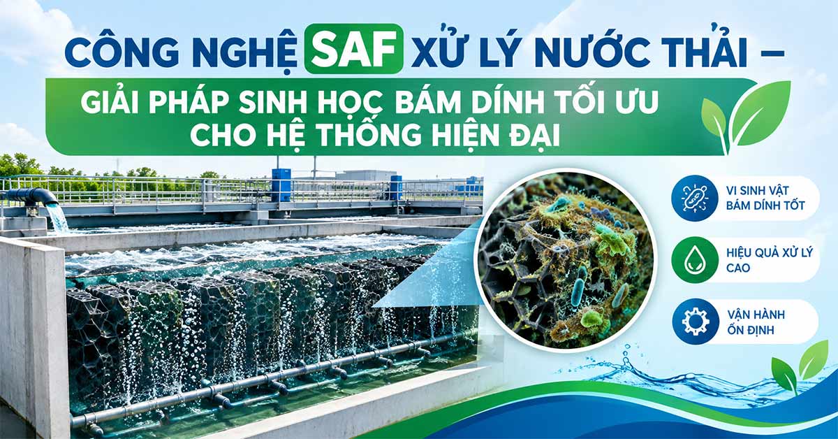 Công Nghệ SAF Xử Lý Nước Thải – Giải Pháp Sinh Học Bám Dính Tối Ưu Cho Hệ Thống Hiện Đại