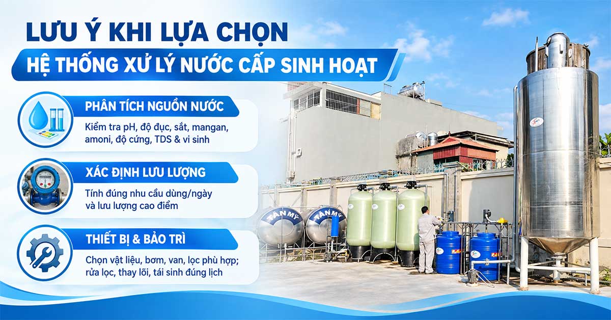 Lưu ý khi lựa chọn hệ thống xử lý nước cấp sinh hoạt