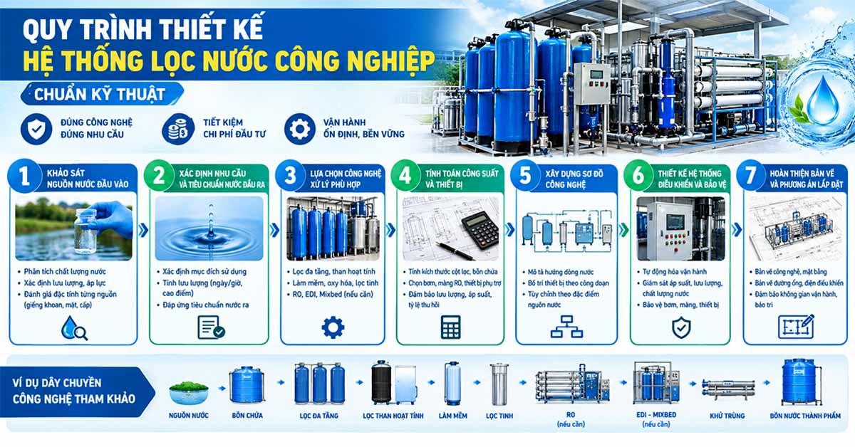 Quy trình thiết kế hệ thống lọc nước công nghiệp chuẩn kỹ thuật