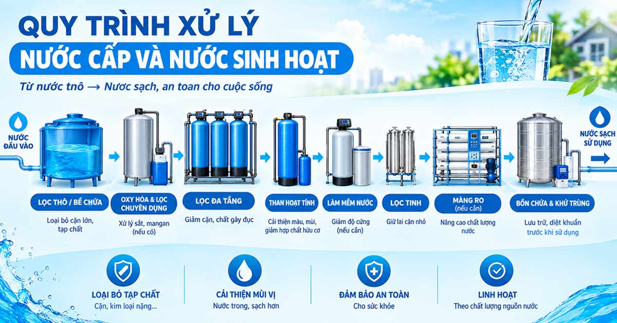 Quy trình xử lý nước cấp và nước sinh hoạt