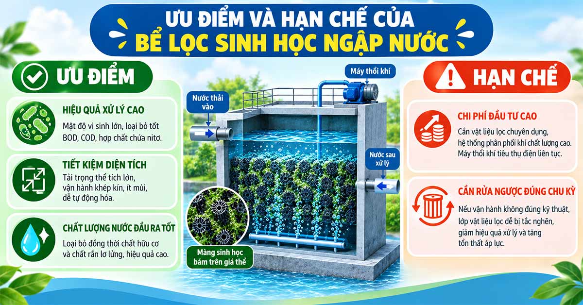 Ưu điểm của bể lọc sinh học ngập nước