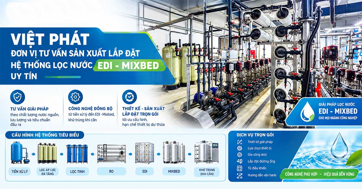Việt Phát – đơn vị tư vấn sản xuất lắp đặt hệ thống lọc nước EDI - Mixbed uy tín