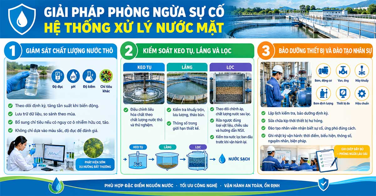 Giải pháp phòng ngừa sự cố hệ thống lọc nước mặt