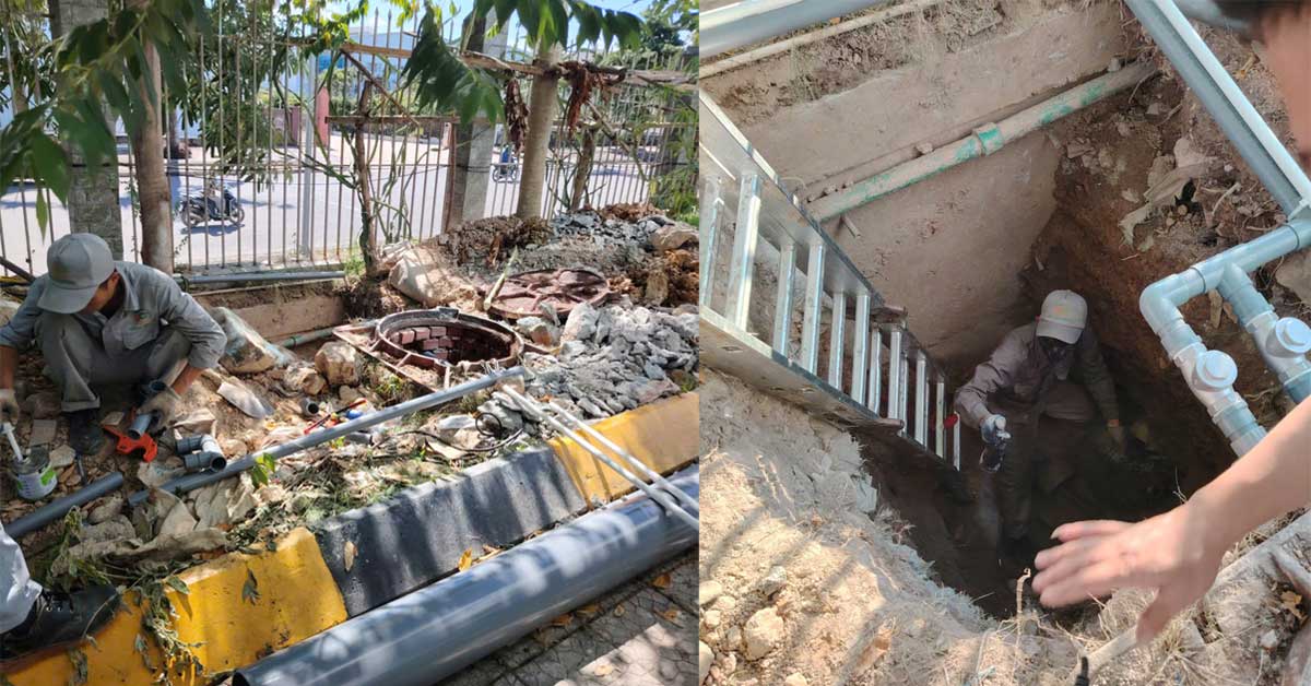 Thi công bể thu gom nước thải