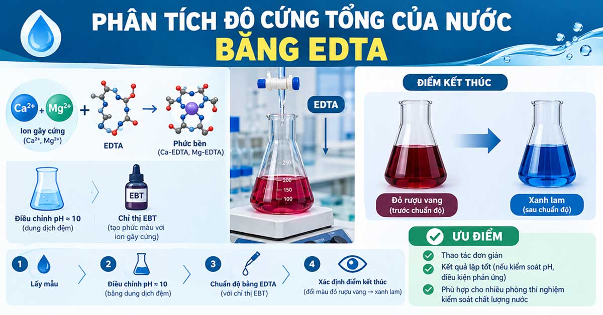 Phân tích độ cứng tổng của nước bằng EDTA