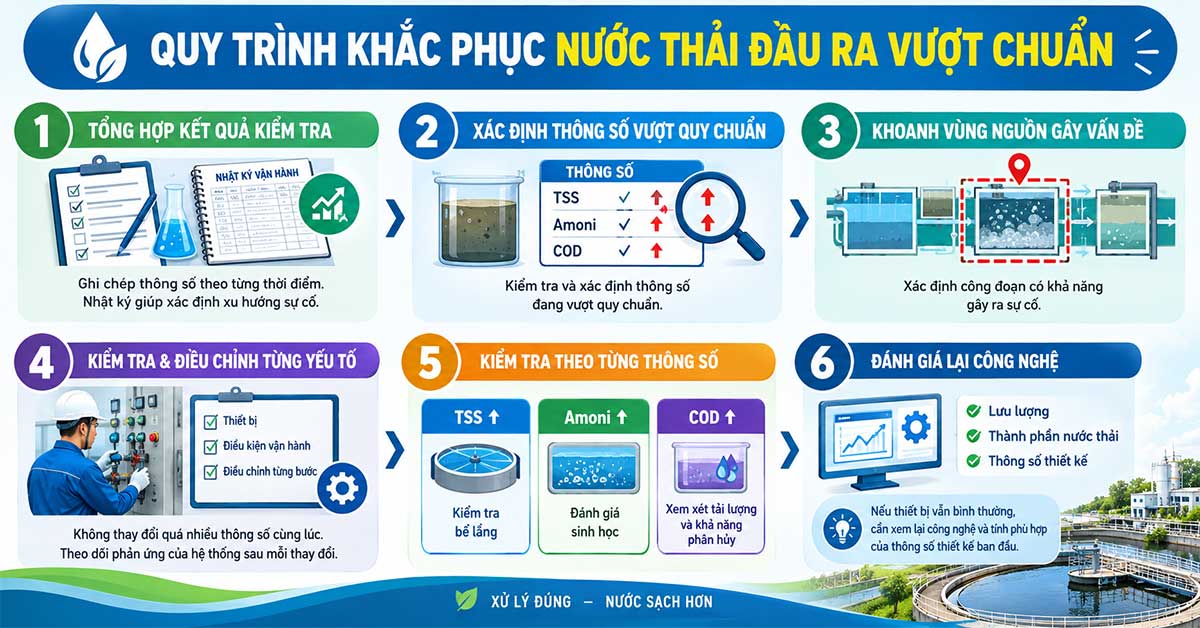 Quy trình khắc phục nước thải đầu ra vượt chuẩn
