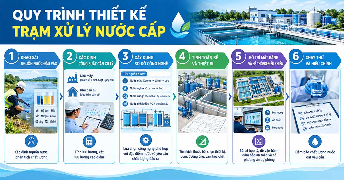 Quy trình thiết kế trạm xử lý nước cấp