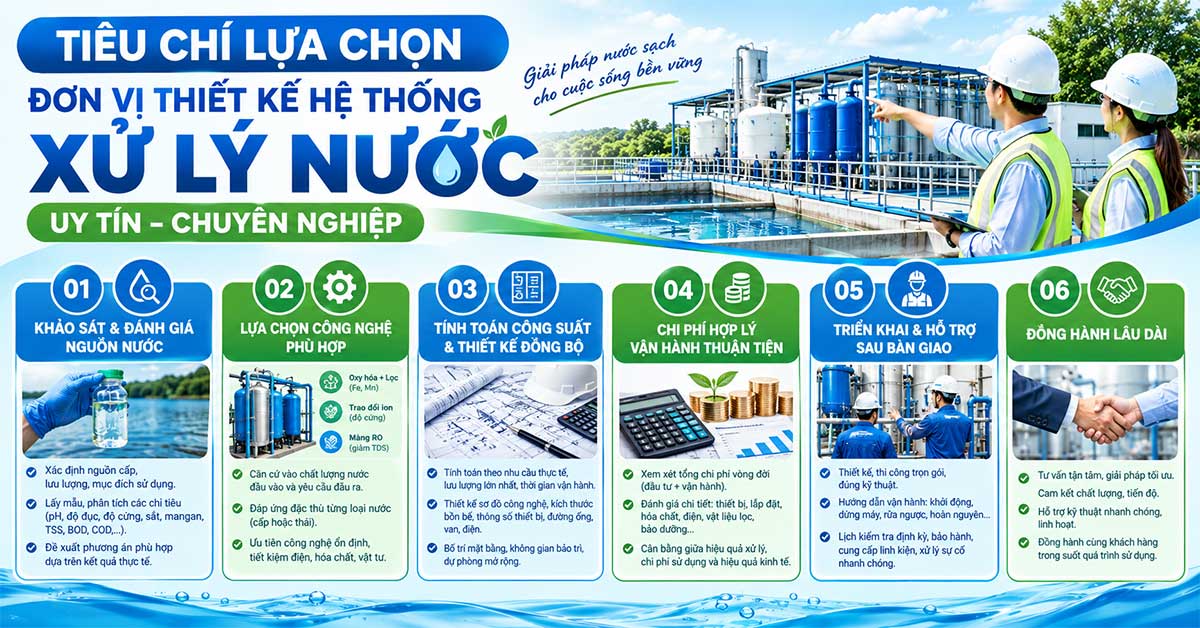 Tiêu chí lựa chọn đơn vị thiết kế hệ thống xử lý nước