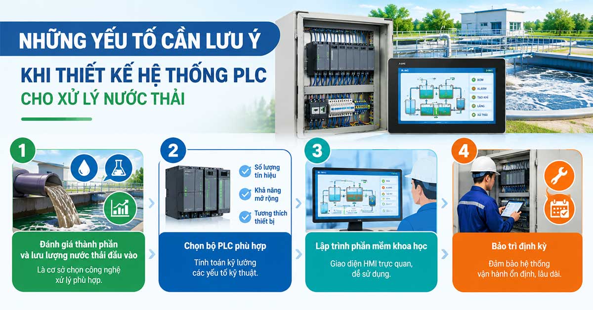 Những yếu tố cần lưu ý khi thiết kế hệ thống PLC cho xử lý nước thải