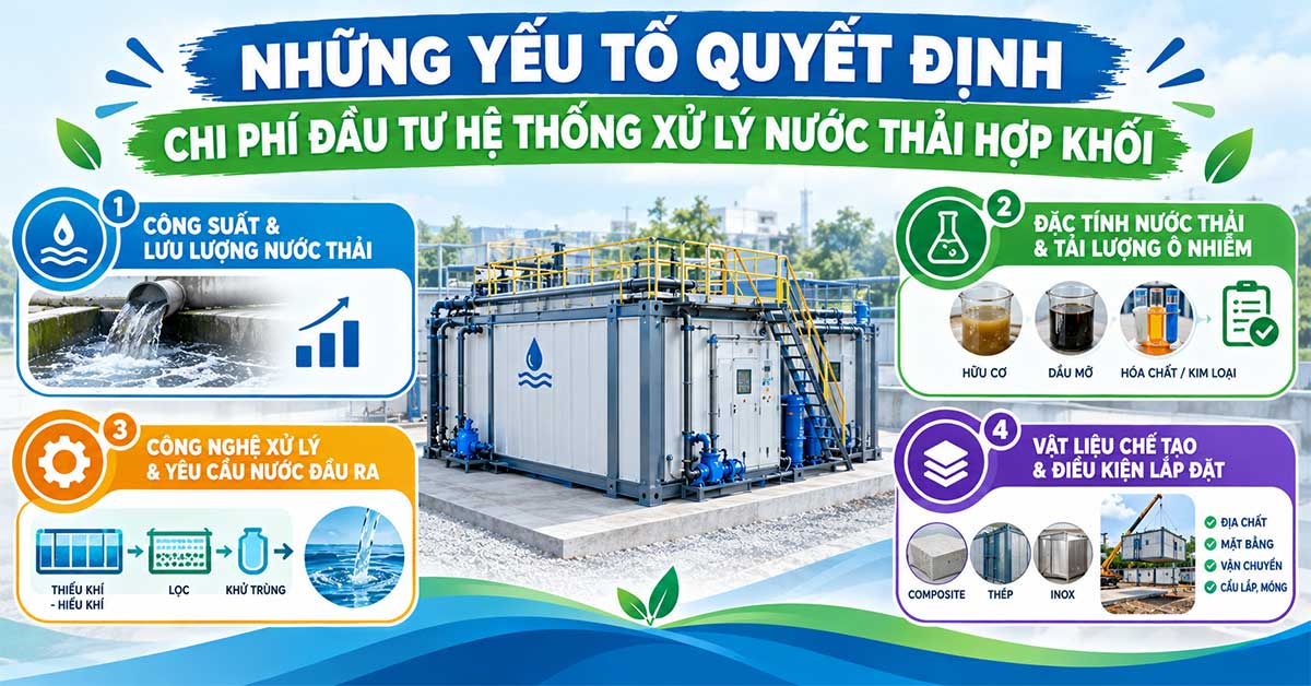 Những yếu tố quyết định chi phí đầu tư hệ thống xử lý nước thải hợp khối